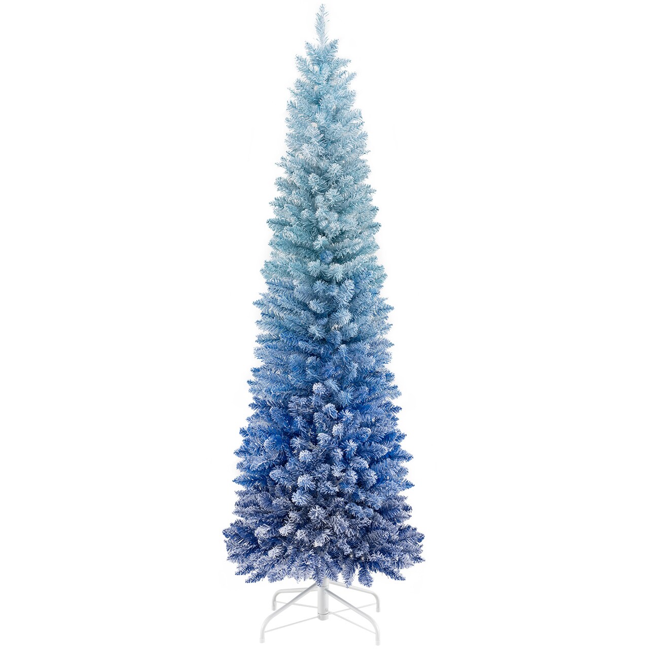 6 Feet Blue Gradient Snow Flocked Artificial Christmas Tree-Blue